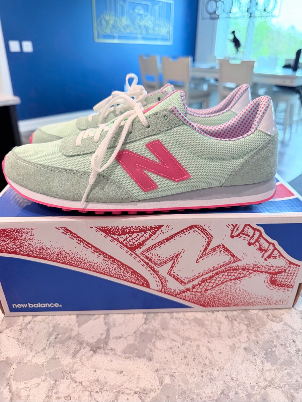 New Balance WL410PKB Seafoam Green & Pink Retro Sneakers Woman’s Size 9 EUC - Picture 4 of 12